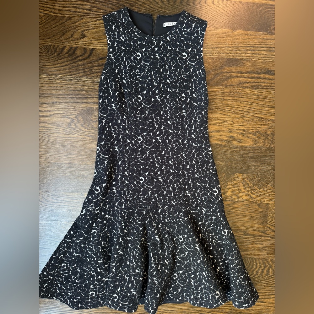 Alice + Olivia Black Sequin Fit and Flare Mini Dress